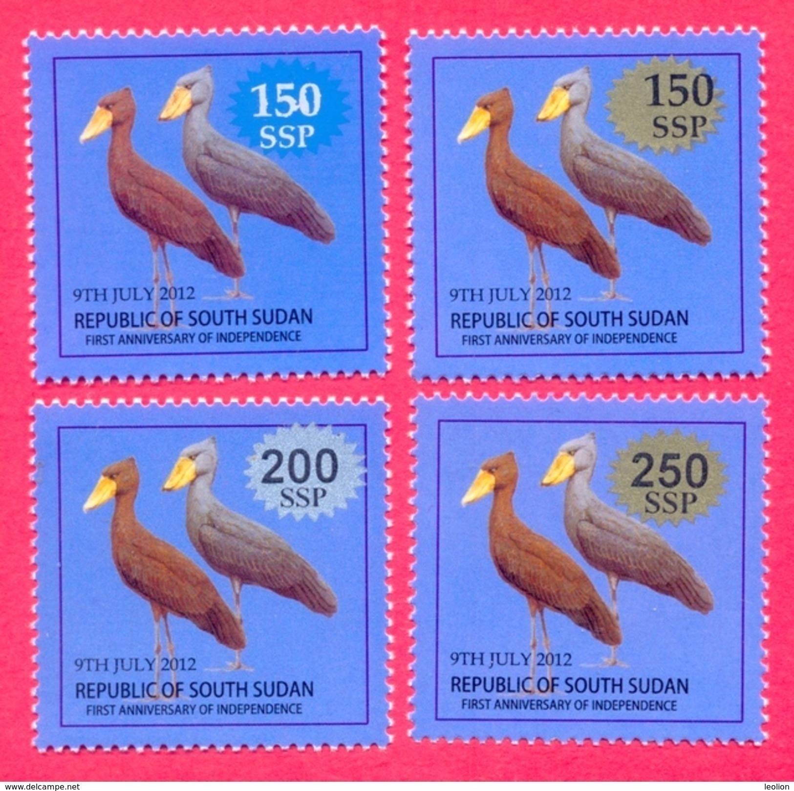 SOUTH SUDAN Surcharged Overprints SERIF On 1 SSP Birds Of The 2nd Set SOUDAN Du Sud Südsudan - Sud-Soudan