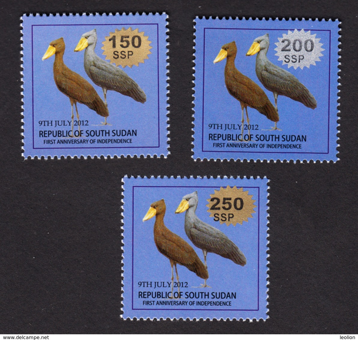 SOUTH SUDAN Surcharged Overprints SANS SERIF On 1 SSP Birds Of The 2nd Set SOUDAN Du Sud Südsudan - Sud-Soudan