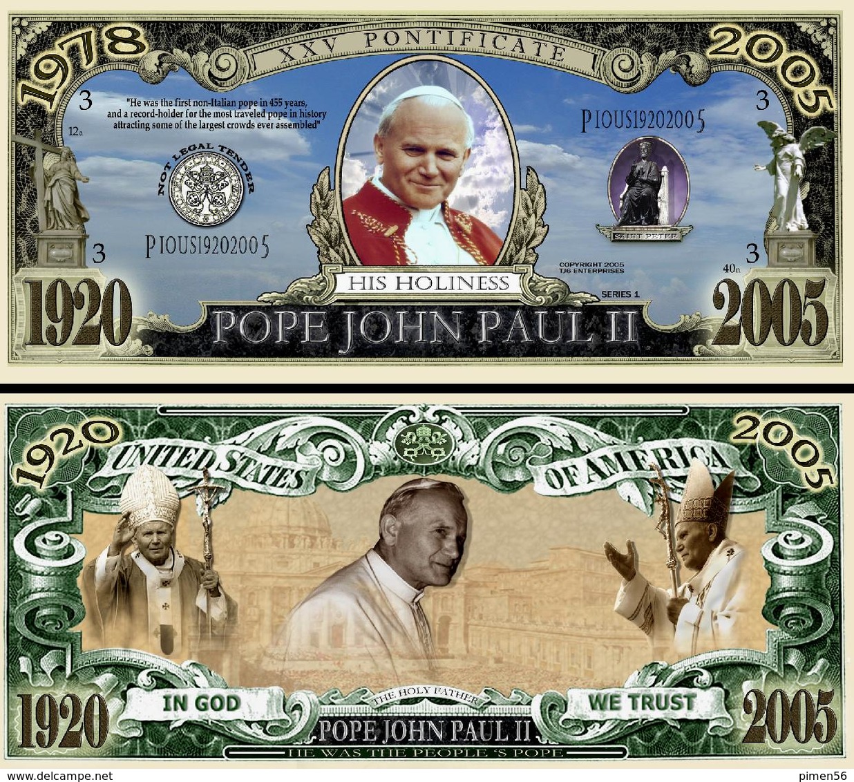 USA - FANTASY NOTE -  POPE  JOHN  PAUL  II , 2005  - UNC - Other & Unclassified