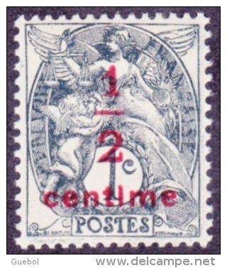 France Blanc N°  157 A ** Surchargé 1/2 C Sur 1ct. Ardoise -> Ici Le Type II - 1900-29 Blanc