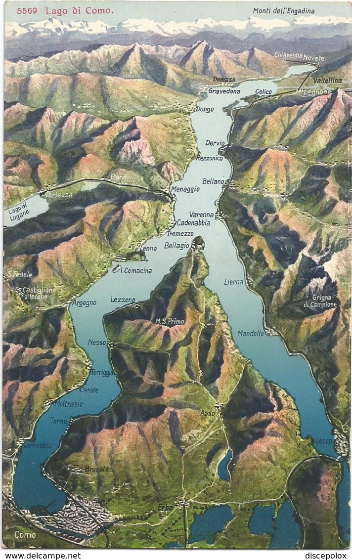 W2825 Lago Di Como - Carta Geografica Map Carte Geographique / Non Viaggiata - Cartes Géographiques