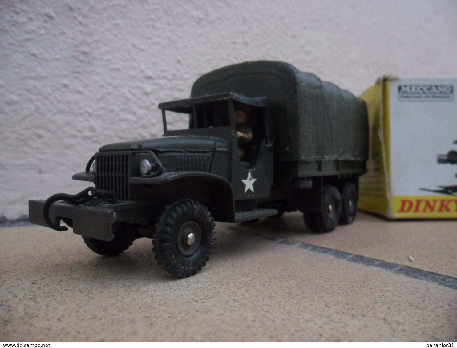 CAMION G.M.C MILITAIRE Baché 6 X 6 De DINKY TOYS 809 France Meccano Avec Conducteur Et Sa Boite D'origine !@ No China ! - Dinky