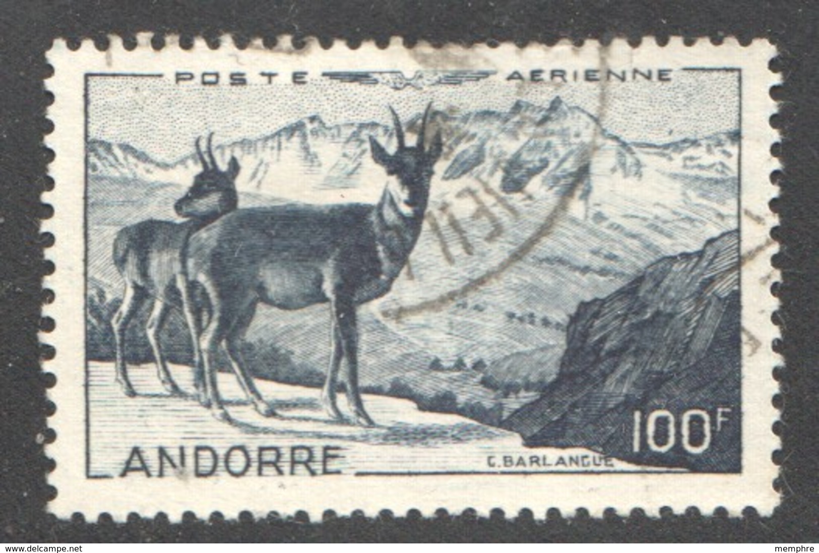 Isard Et Paysage Poste Aérienne 1 - Oblitéré - Posta Aerea