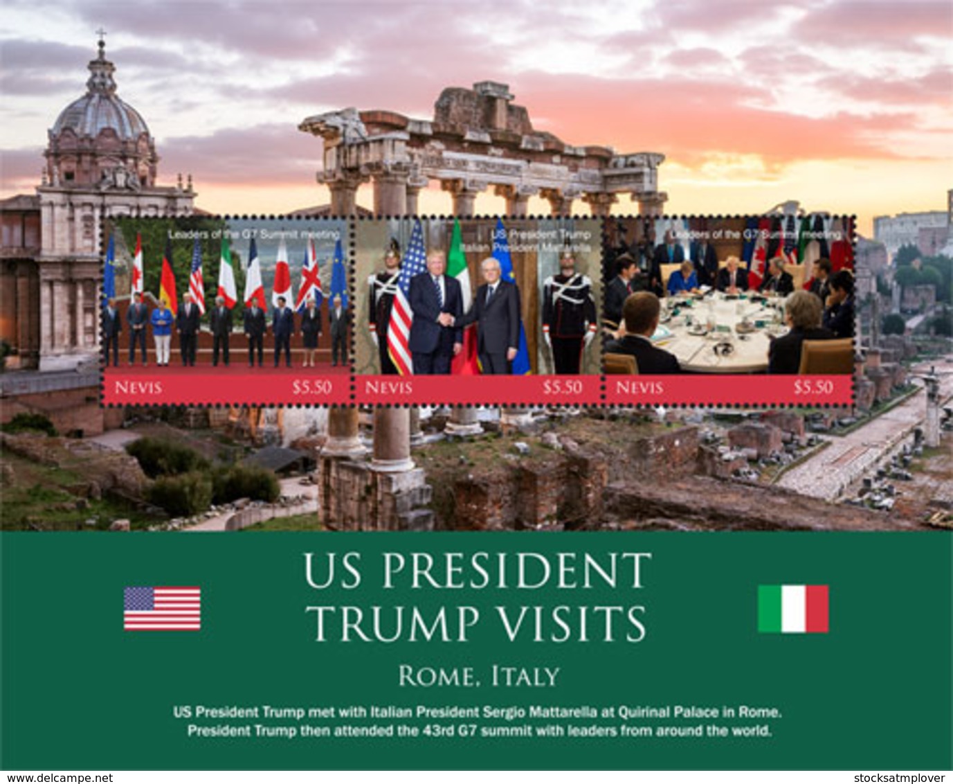 Nevis   2018   U.S. PRESIDENT TRUMP VISITS  ROME   I201901 - St.Kitts And Nevis ( 1983-...)