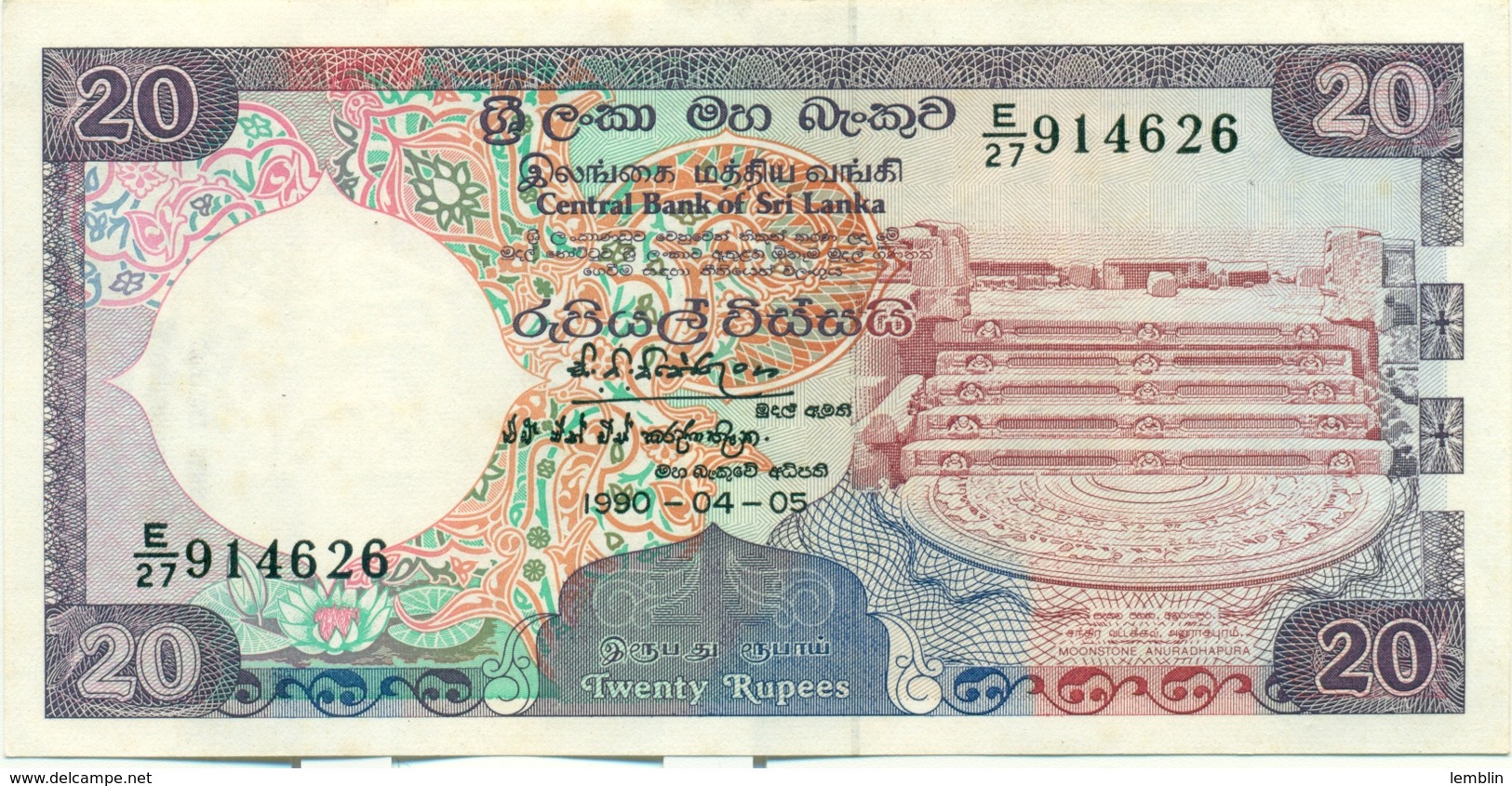 20 ROUPIES 1990 - Sri Lanka