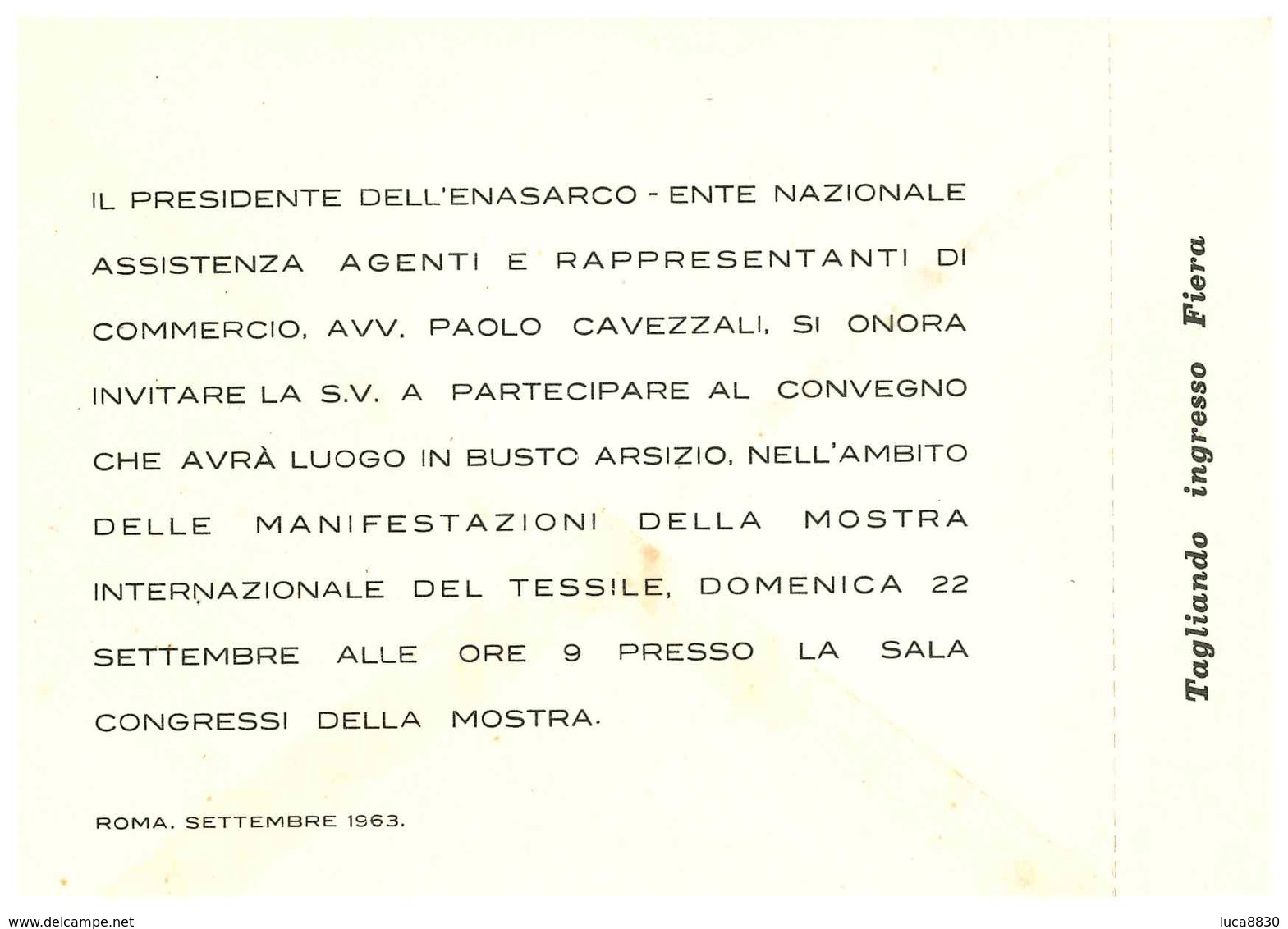 BUSTO ARSIZIO INGRESSO FIERA 1963 - Busto Arsizio