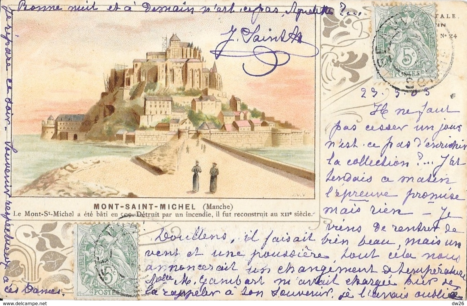 Le Mont-Saint-Michel (Manche) - Illustration Signée - Edition Capmartin - Carte Dos Simple 1903 - Le Mont Saint Michel