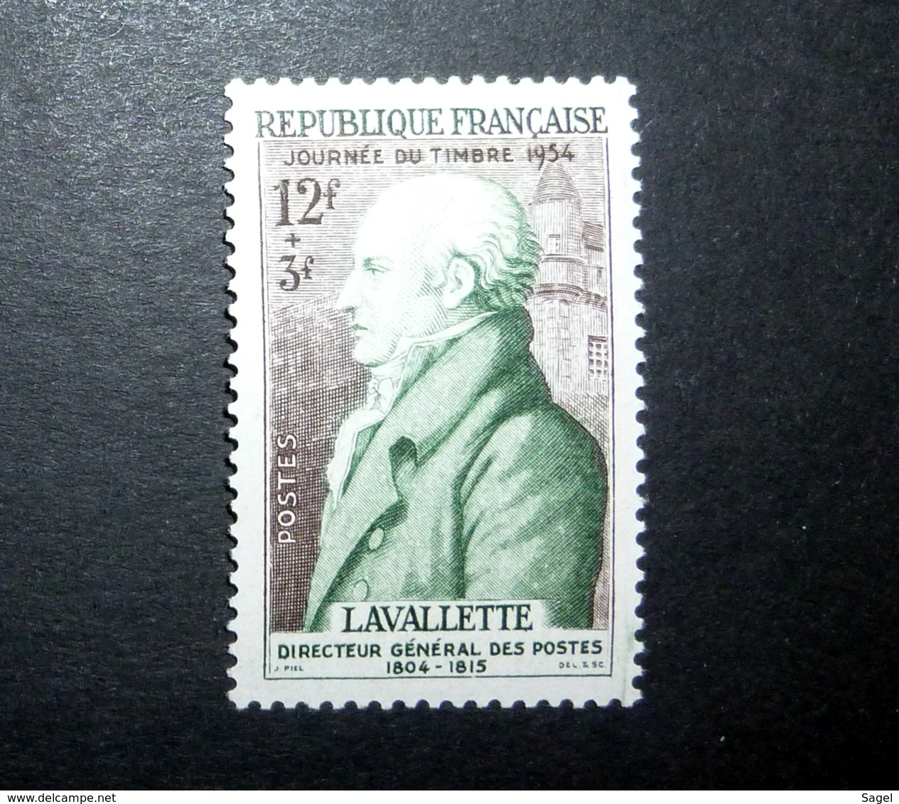 FRANCE 1954 N°969 * (JOURNÉE DU TIMBRE 1954. LAVALLETTE, DIRECTEUR GÉNÉRAL DES POSTES. 12F + 3F VERT ET SÉPIA) - Ungebraucht