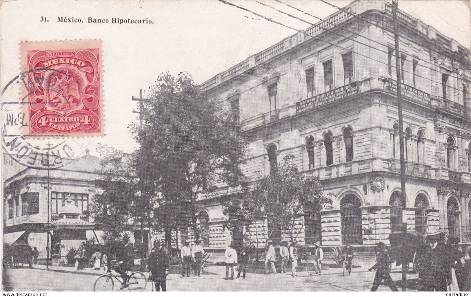 CPA Mexico / Mexique - Banco Hipotecario - 1910 - état Pli - Mexique