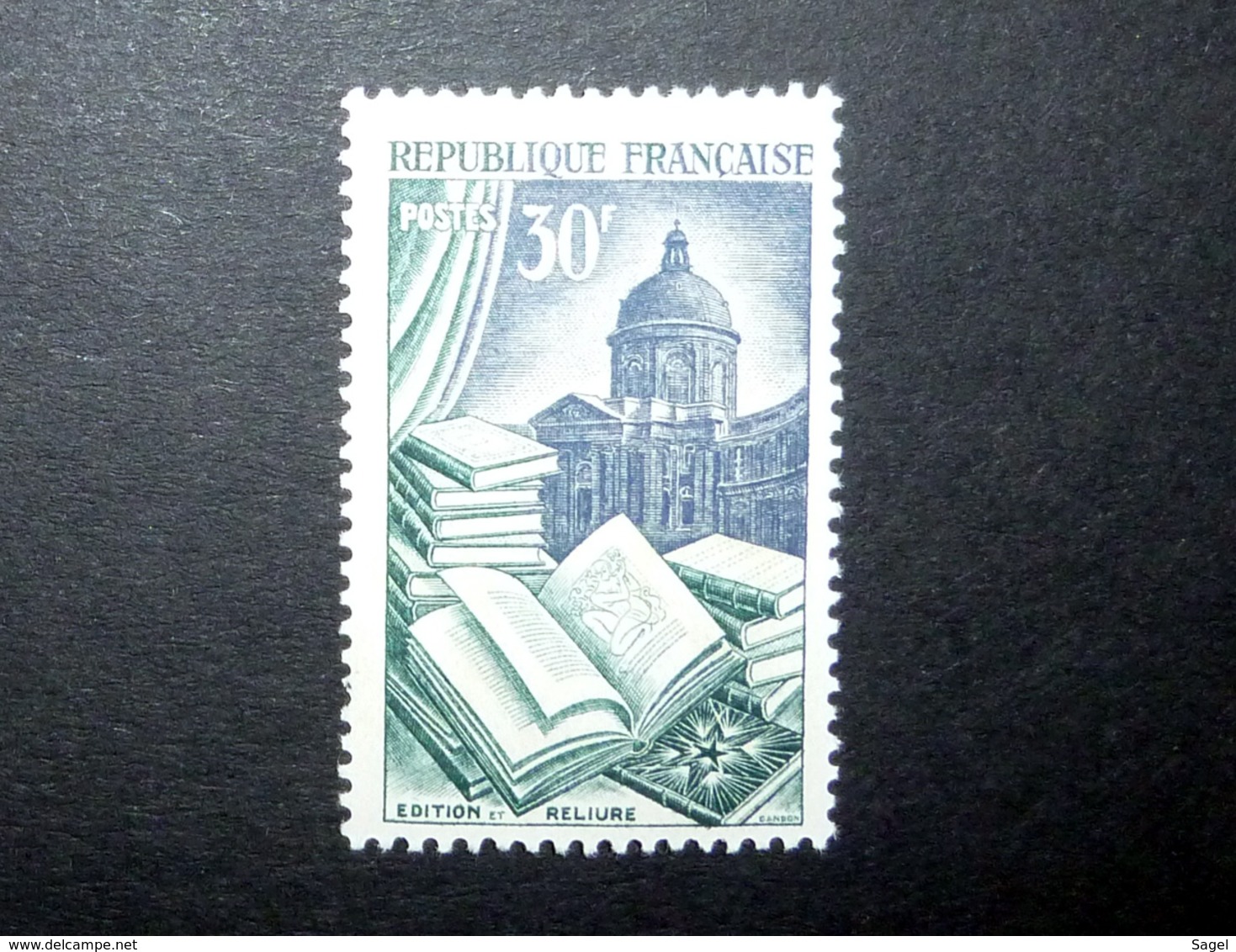 FRANCE 1954 N°971 * (MÉTIERS D'ART, PRODUCTIONS DE LUXE. ÉDITION ET RELIURE. 30F VIOLET-GRIS ET VERT-BLEU) - Nuovi