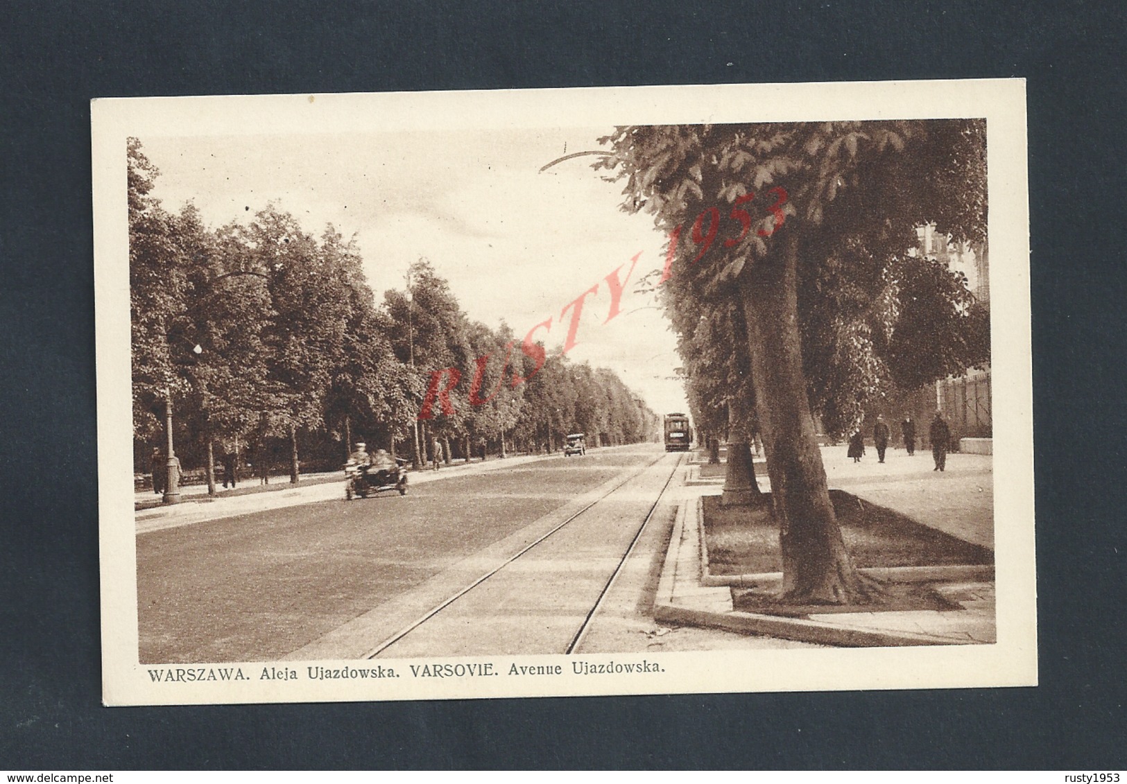 POLOGNE WARSZAWA VARSOVIE AVENUE UJAZOWSKA SIDE CAR ET TRAMWAY  NON ECRITE : - Polen