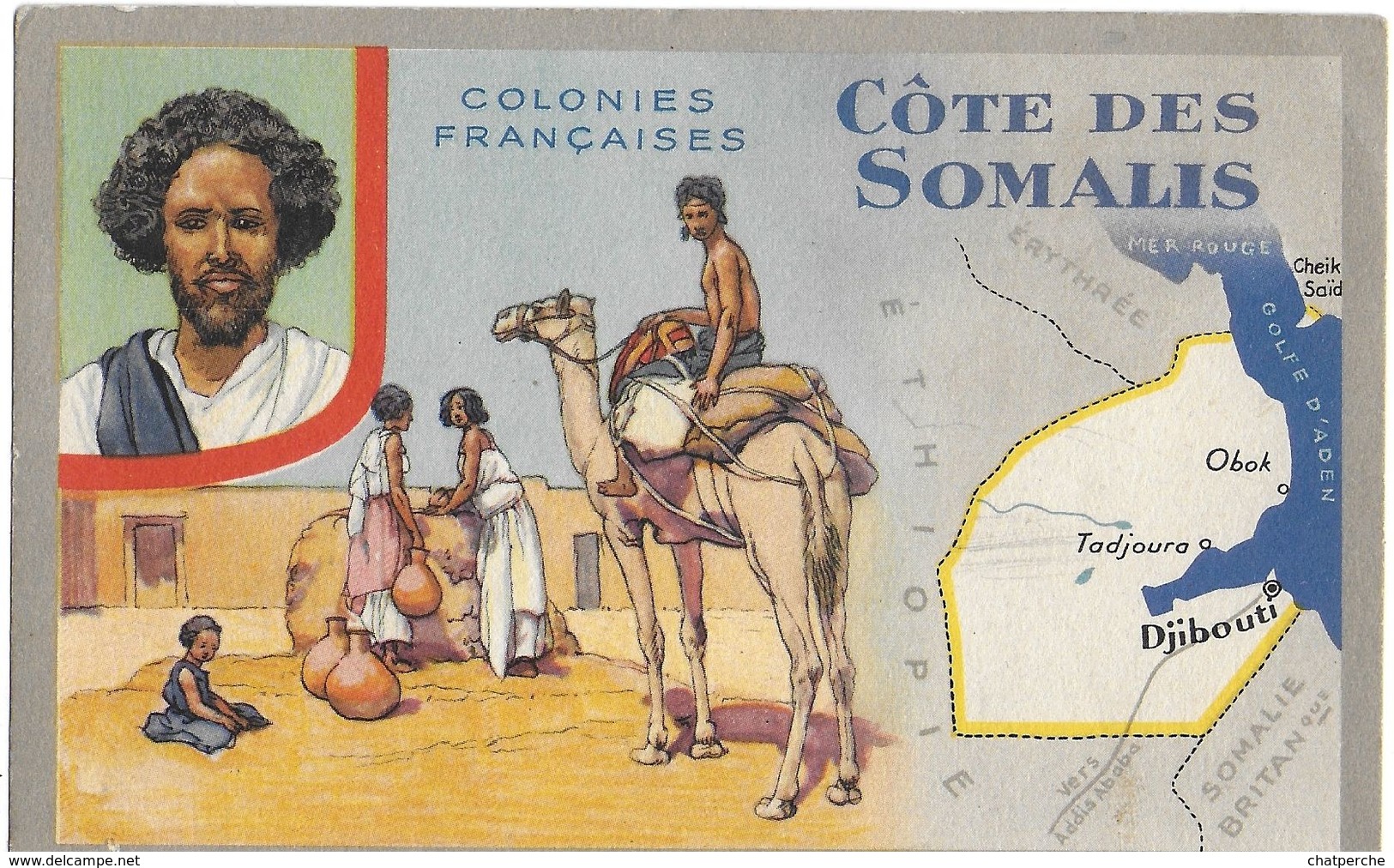 CHROMO LES COLONIES FRANÇAISES COTES DES SOMALIS PUBLICITÉ LION NOIR - Autres & Non Classés