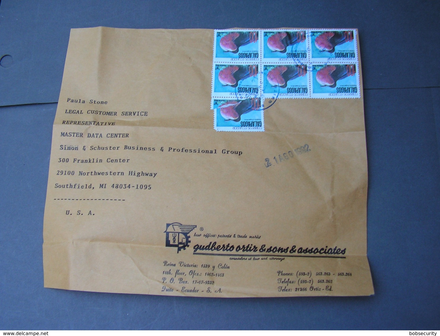 Galapagos  Brief Teil  Vögel .. Selten 1992 - Equateur