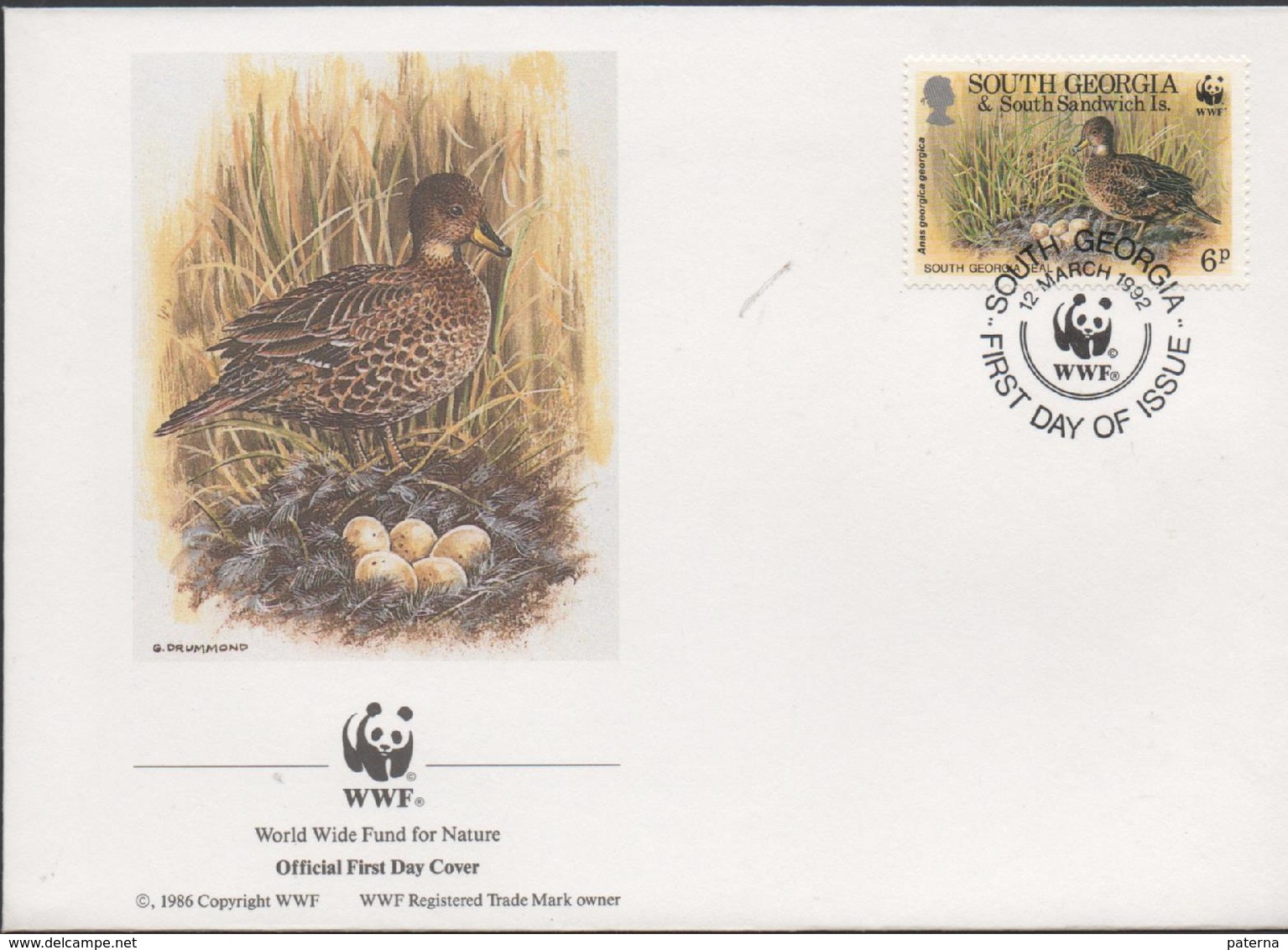 3396  FDc South Georgia, 1992, Pato WWF Oso Panda, Anas Georgica Georgica - South Georgia