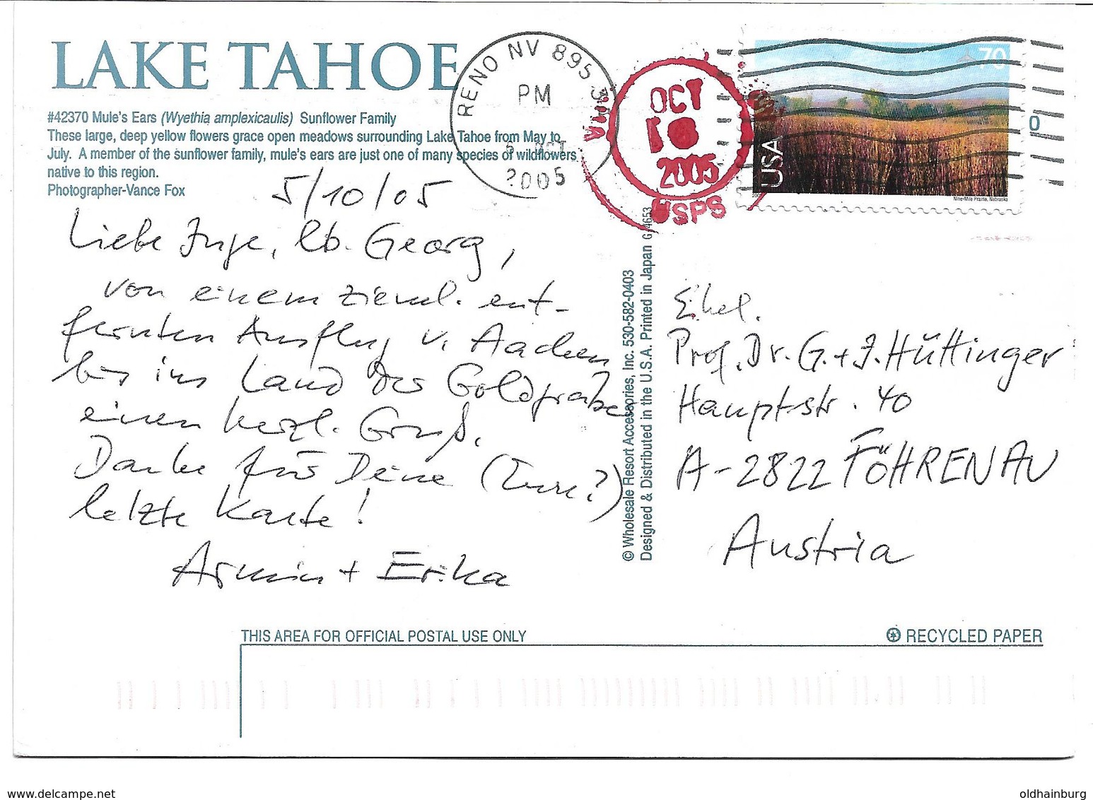 3070u: AK Lake Tahoe, Gelaufen Nach Österreich 2005 - Reno