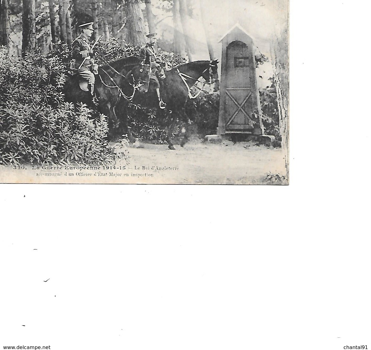 CARTE POSTALE MILITAIRE LE ROI D'ANGLETERRE ACCOMPAGNE D'UN OFFICIER EN INSPECTION GUERRE 14/18 - Altri & Non Classificati