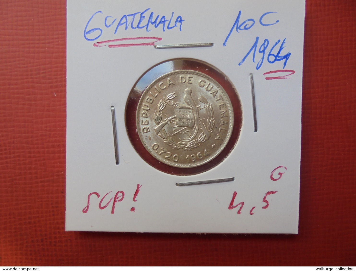 GUATEMALA 10 CENTS ARGENT 1964 SUPERBE !!! - Guatemala