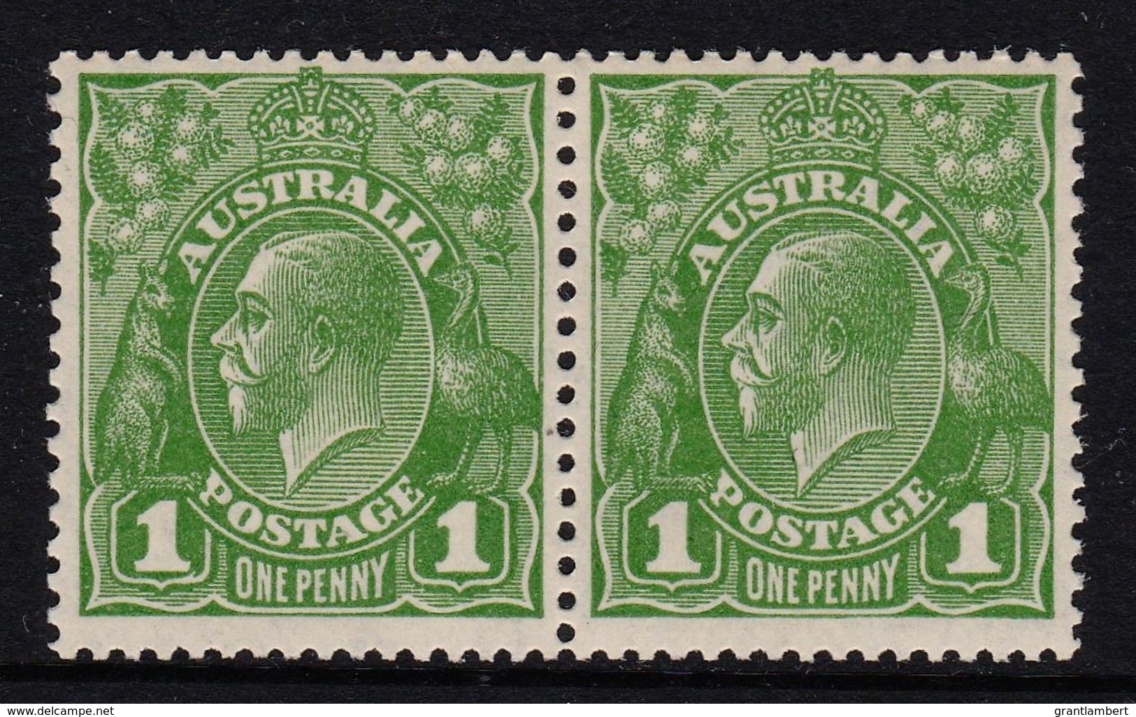 Australia 1926 King George V 1d Green SMW Perf 13.5 DieII/I Pair MNH - Neufs