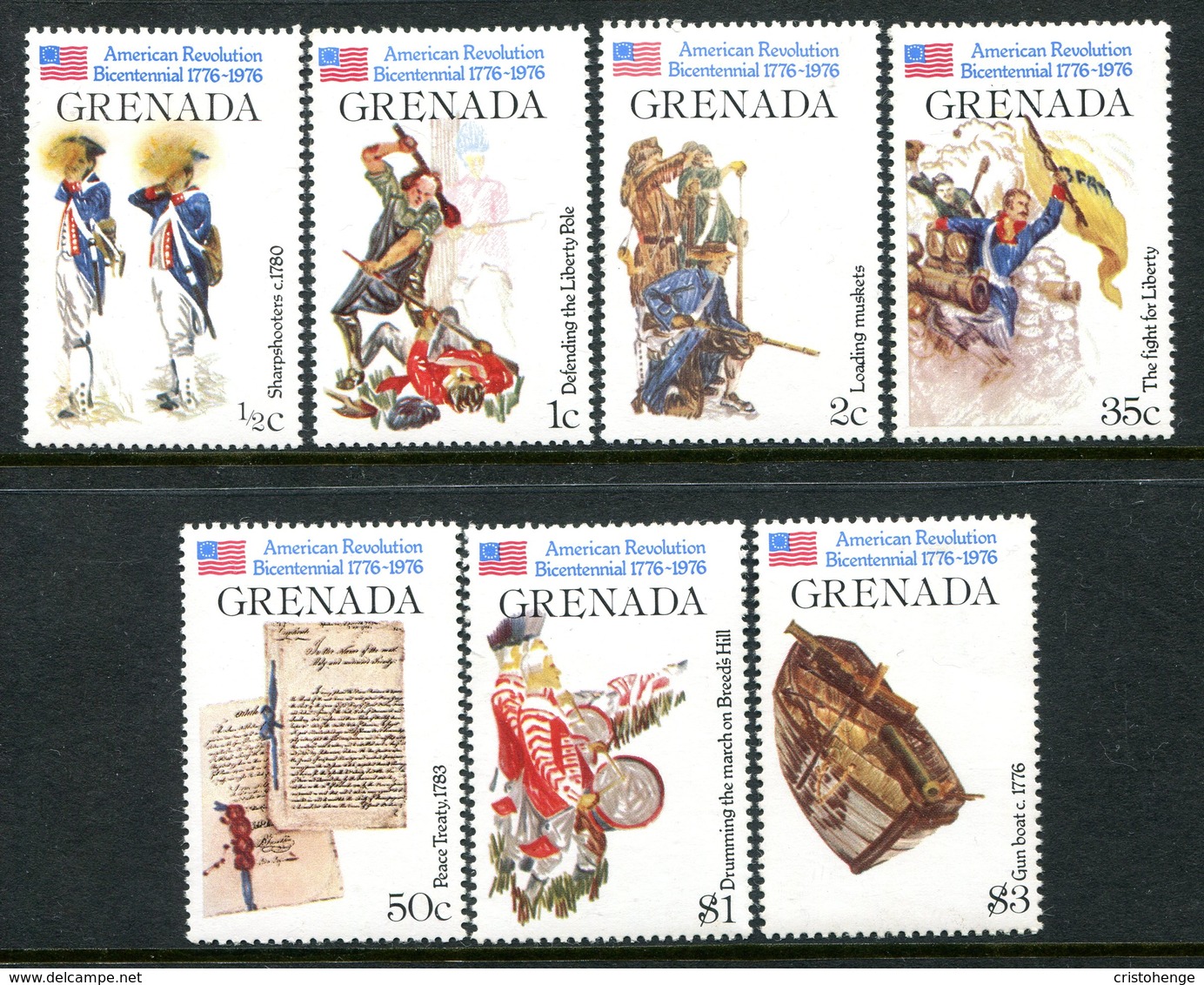 Grenada 1976 Bicentenary Of American Revolution - 2nd Issue Set MNH (SG 785-791) - Grenada (1974-...)