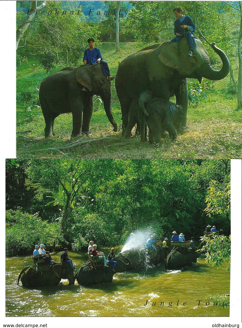 3070e: 2 AKs Aus Thailand "Dschungeltour Mit Elefanten", Ungelaufen - Elefanten