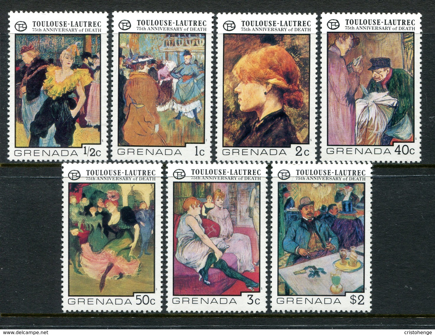 Grenada 1976 75th Death Anniversary Of Toulouse Lautrec Set MNH (SG 808-814) - Grenada (1974-...)