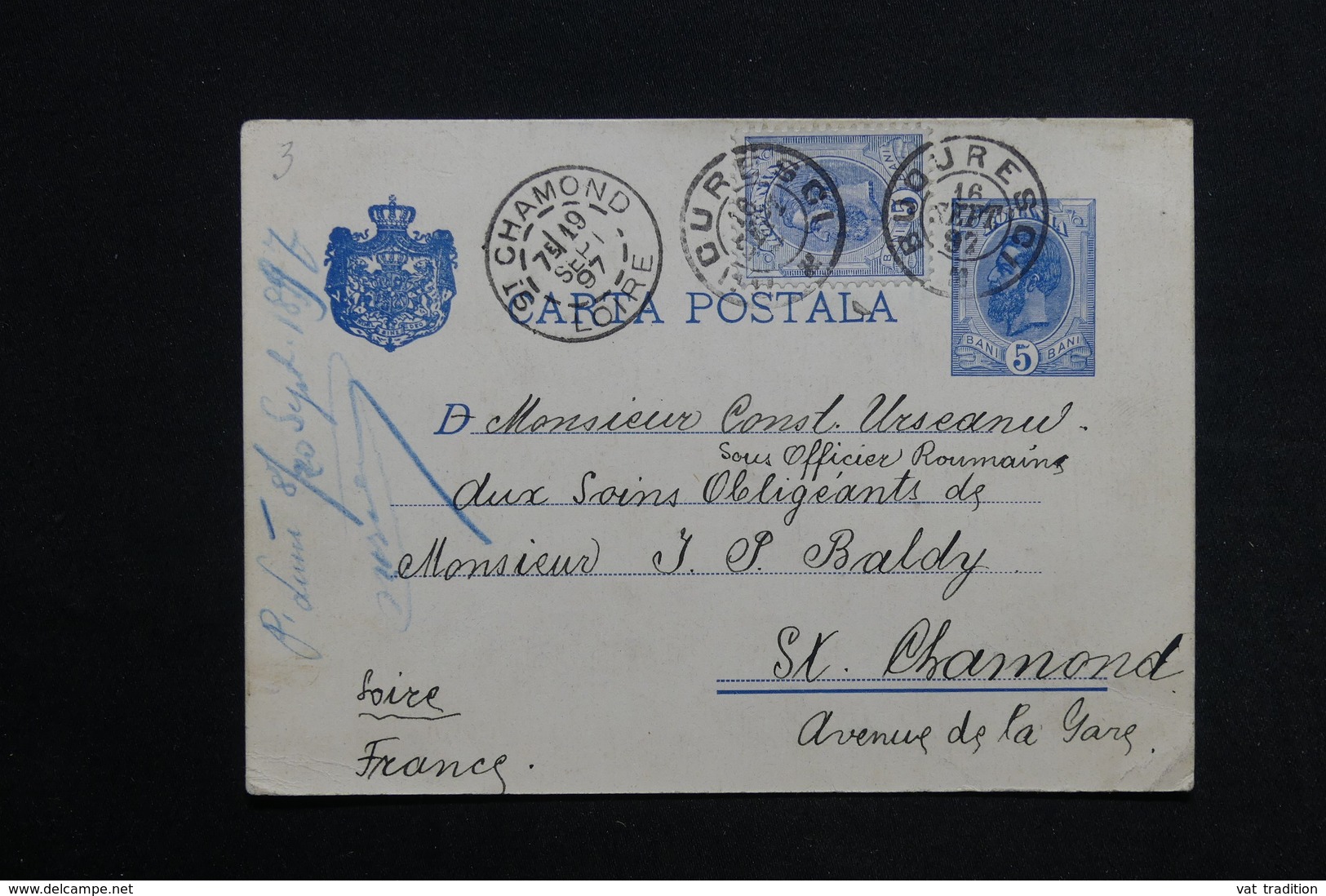 ROUMANIE - Entier Postal + Complément De Bucarest Pour La France En 1897 - L 28803 - Postal Stationery