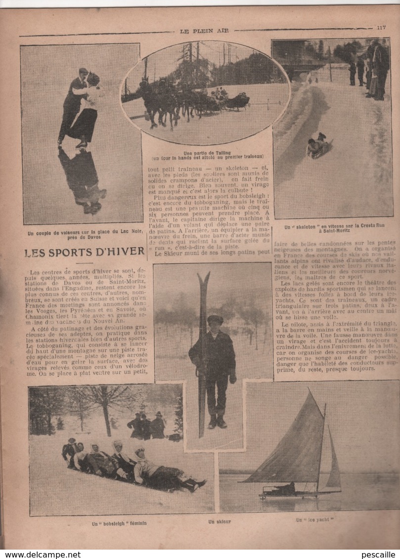 LE PLEIN AIR 03 12 1909 - COWBOYS - JEU DE BOULES - SPORTS D'HIVER - CROSS-COUNTRY - PILOTER AEROPLANE - RUGBY - LUTTE - 1900 - 1949