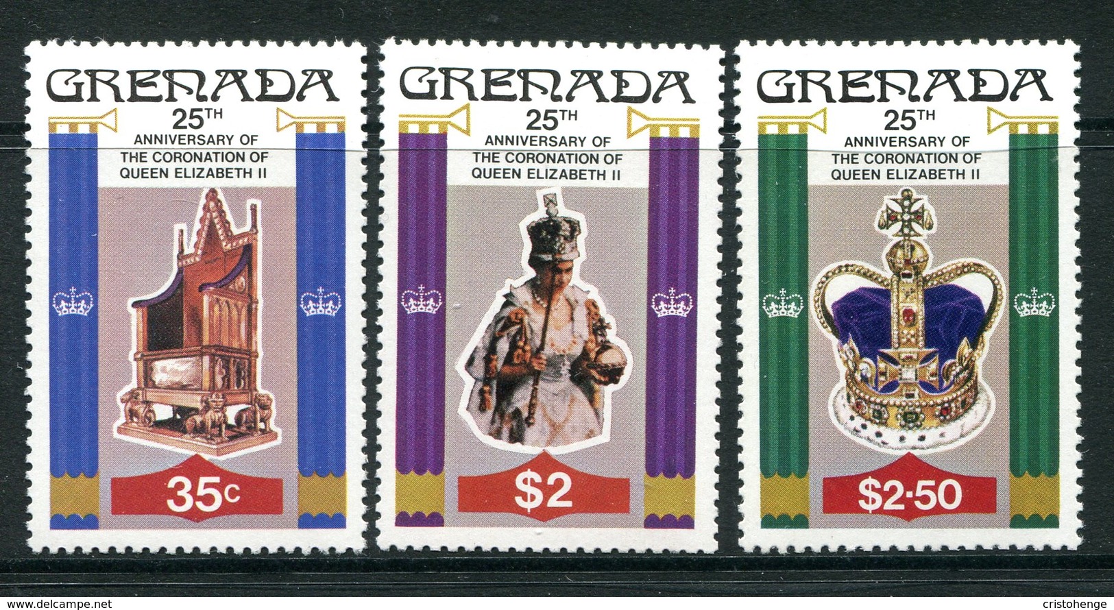 Grenada 1978 25th Anniversary Of Coronation Set MNH (SG 946-948) - Grenada (1974-...)