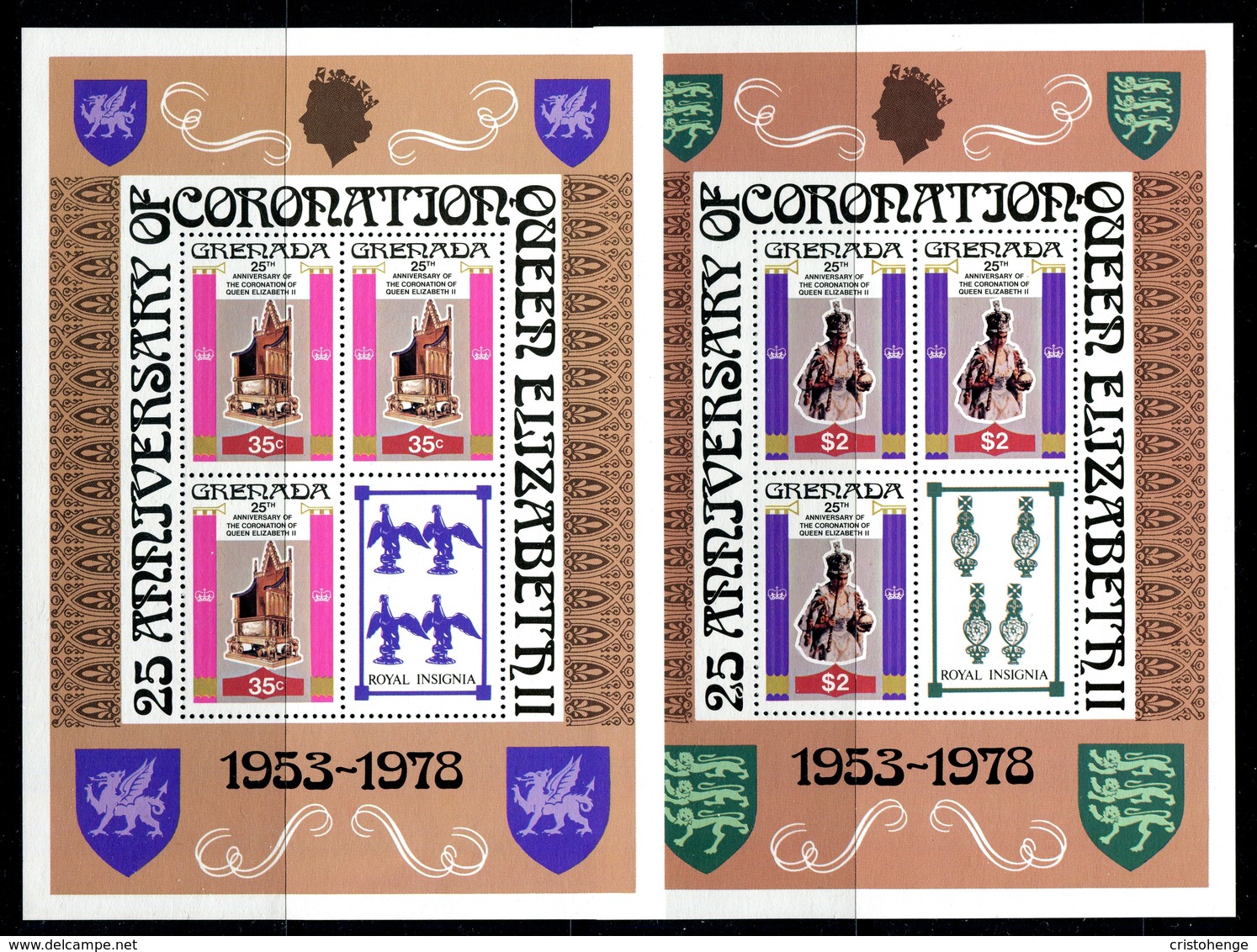 Grenada 1978 25th Anniversary Of Coronation - P.12 - Sheetlet Set MNH (SG Footnote) - Grenada (1974-...)