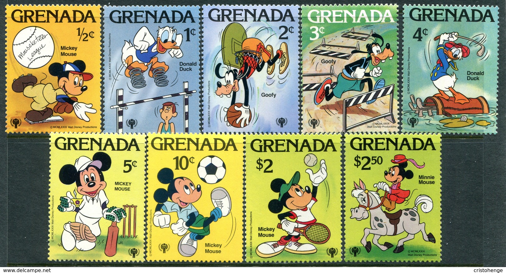 Grenada 1979 International Year Of The Child - 3rd Issue - Walt Disney Characters Set MNH (SG 1025-33) - Grenada (1974-...)