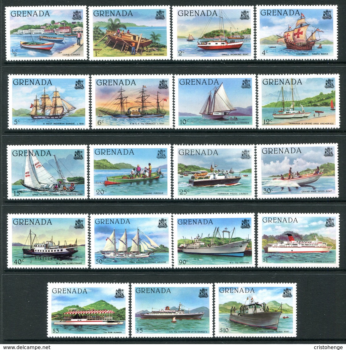 Grenada 1980-84 Shipping - No Imprint Date - Set MNH (SG 1081A-1099A) - Grenada (1974-...)