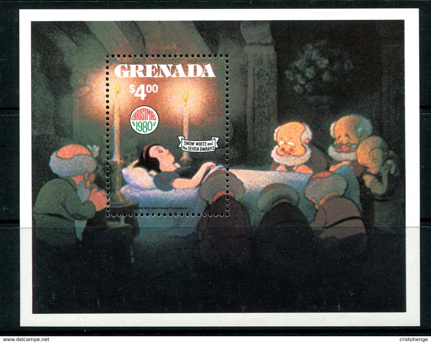 Grenada 1980 Christmas - Walt Disney Snow White & The Seven Dwarfs MS MNH (SG MS1109) - Grenada (1974-...)