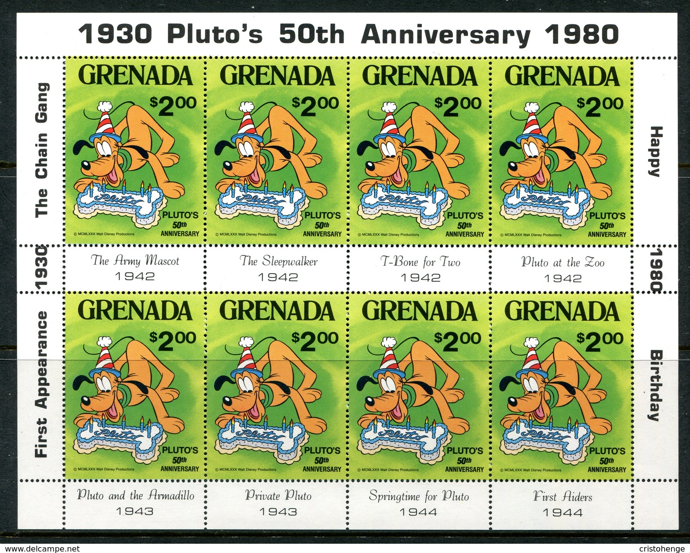 Grenada 1981 50th Anniversary Of Walt Disney's Pluto Sheetlet MNH (SG 1110) - Grenada (1974-...)