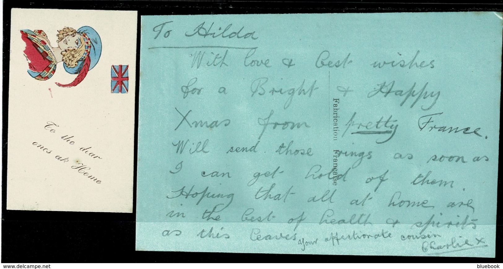 Ref 1288 - WWI Silk Postcard - Christmas Greetings With Union Jack Flag - Embroidered