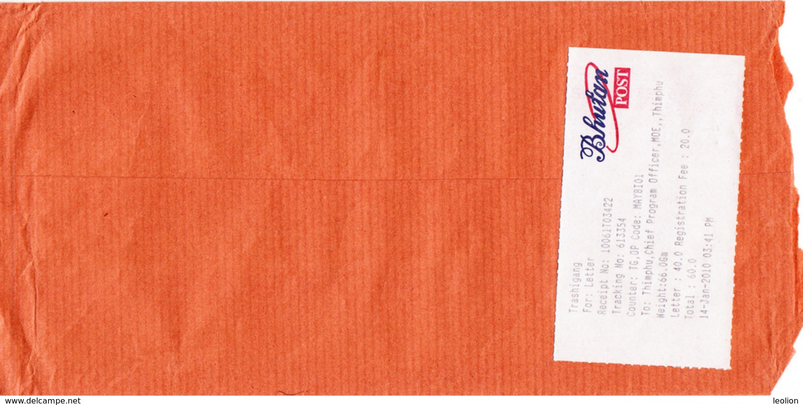 BHUTAN Domestically Used Registered Cover With Bhutan Post Metered Postage Label BHOUTAN - Bhutan