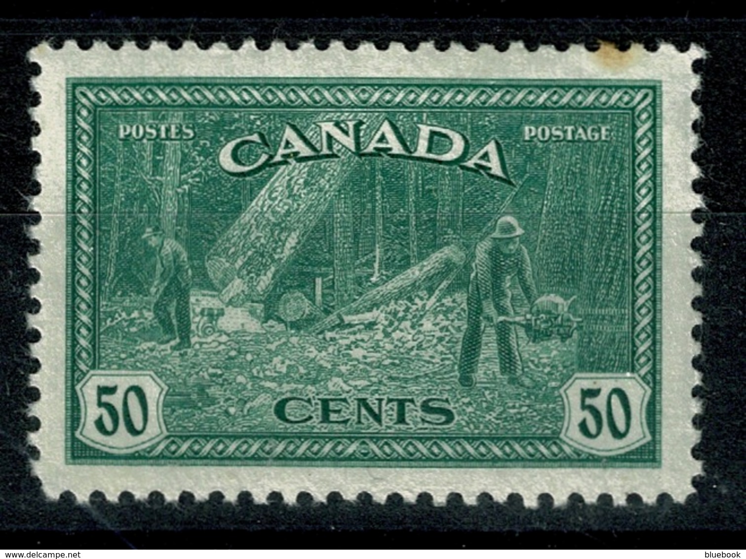 Ref 1290 - Canada 1946 - 50c Green - SG 405 - Mint Stamp Cat £16 - Ungebraucht