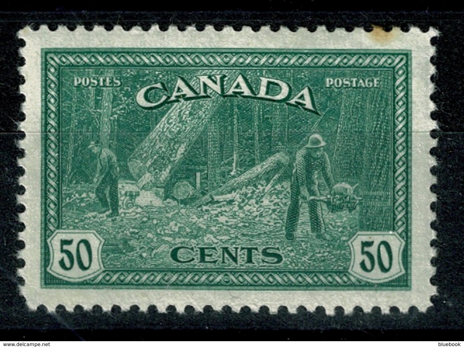 Ref 1290 - Canada 1946 - 50c Green - SG 405 - Mint Stamp Cat £16 - Neufs