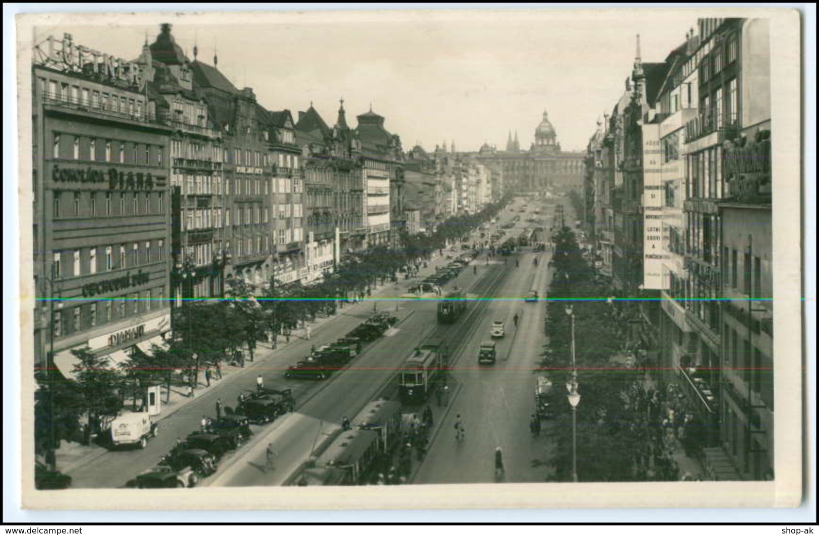 N9367/ Prag Praha Wenzelplatz Straßenbahn Foto AK Feldpost 1939 - Tschechische Republik
