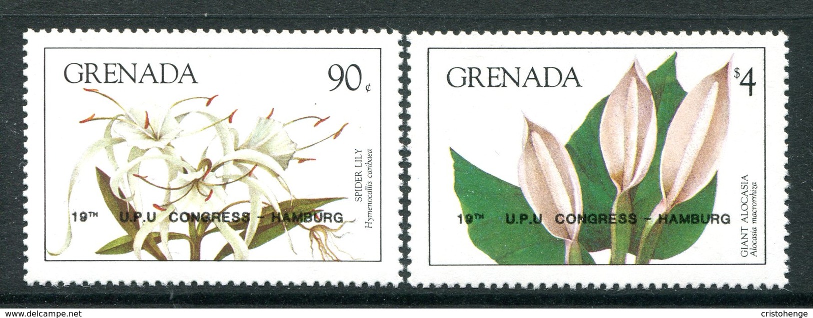 Grenada 1984 UPU Congress, Hamburg - Flowers Overprint Set MNH (SG 1339-1340) - Grenada (1974-...)
