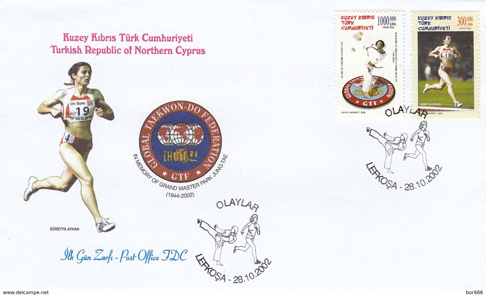 GOOD TURKEY CYPRUS FDC 2002 -  Sport / Running / Taekwon-do - Covers & Documents