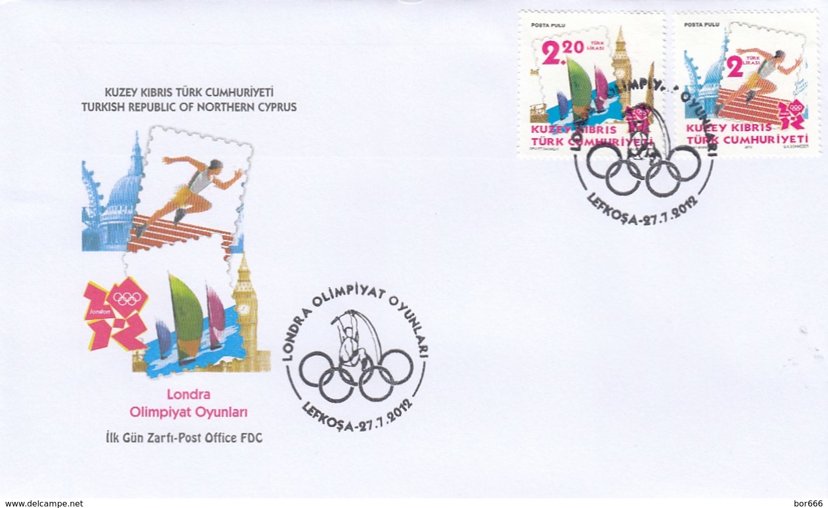 GOOD TURKEY CYPRUS FDC 2012 -  Olympic Games - London - Covers & Documents