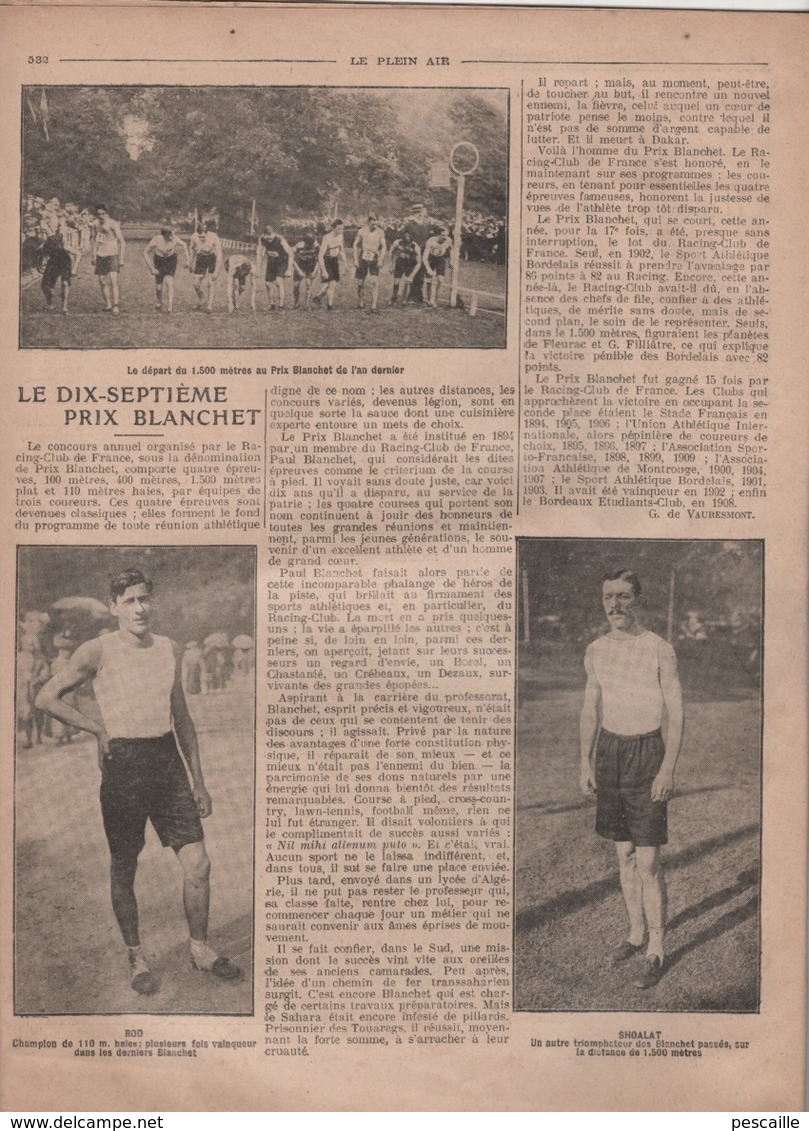 LE PLEIN AIR 03 06 1910 BOXE JACK JOHNSON - REGATES LAGNY - PRIX BLANCHET - GYMNASTIQUE ST QUENTIN - LUTTE GRECO-ROMAINE - 1900 - 1949