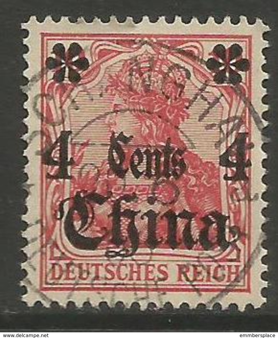 German Offices China - 1905 Germania Overprint  & Surcharge 4c/10pf Used  Sc 39 - China (offices)