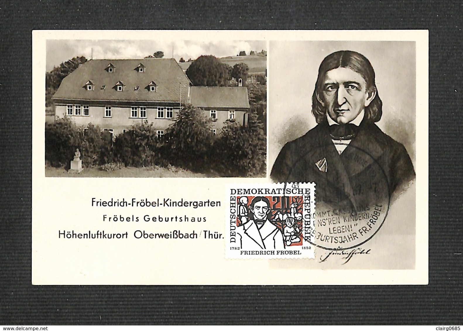 ALLEMAGNE - DDR - Carte Maximum 1957 - FRIEDRICH FROBEL - Cartes-Maximum (CM)