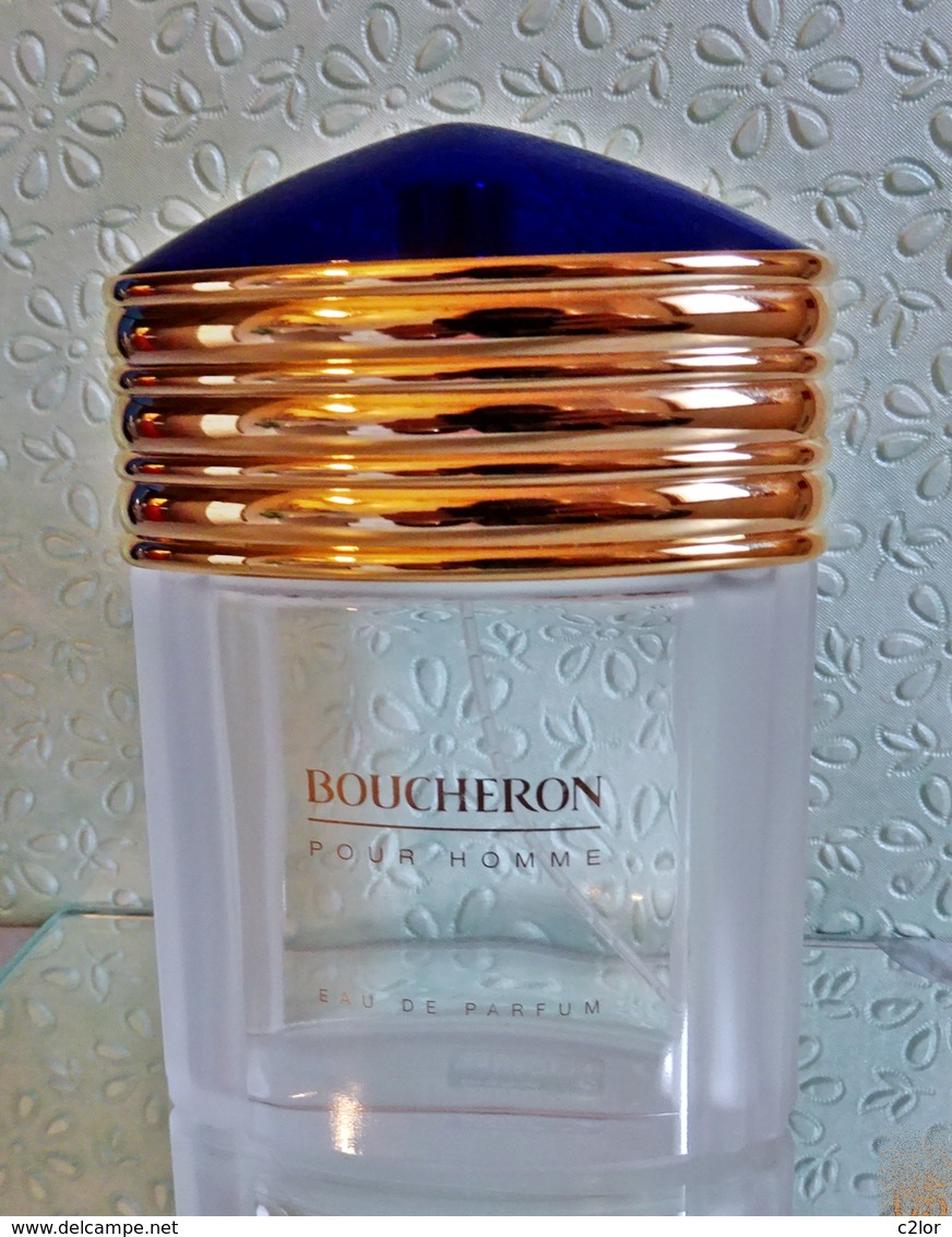 Flacon Vaporisateur "BOUCHERON Pour HOMME" De BOUCHERON  Eau DeParfum  100 Ml VIDE/EMPTY Pour Collection Ou Décoration - Flacons (vides)