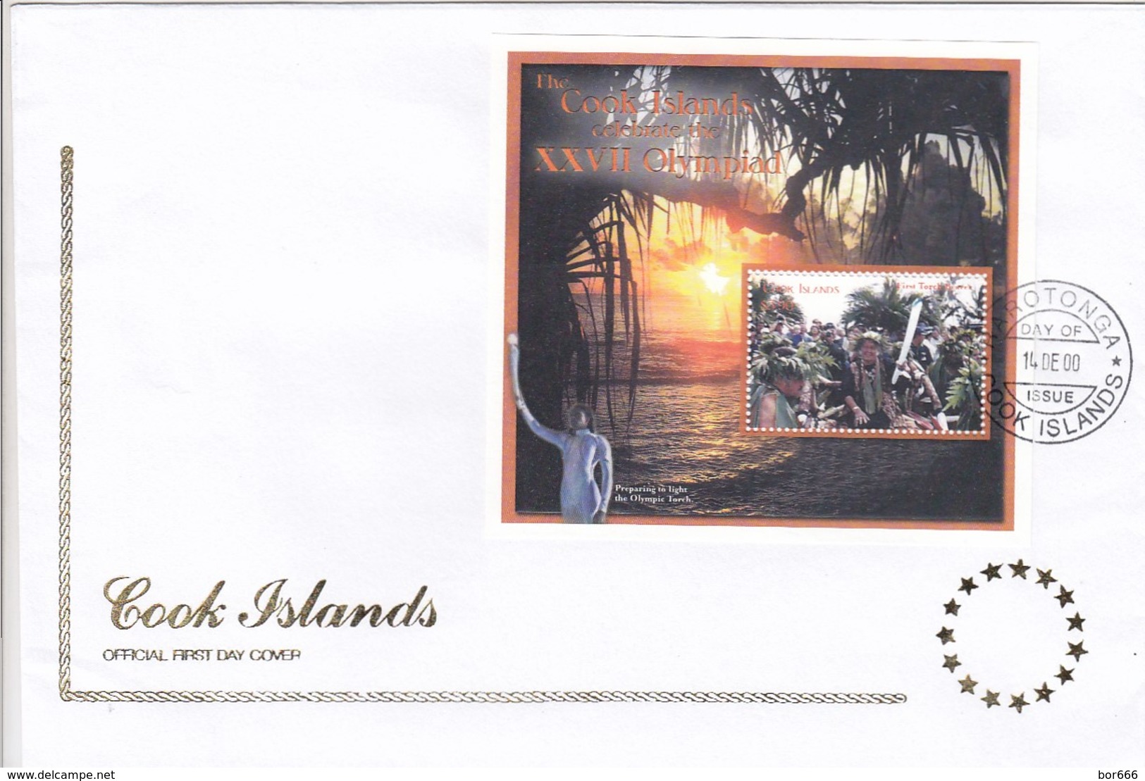 GOOD COOK ISLANDS FDC 2000 - Olympic Games - Sydney / Torch - Cook Islands