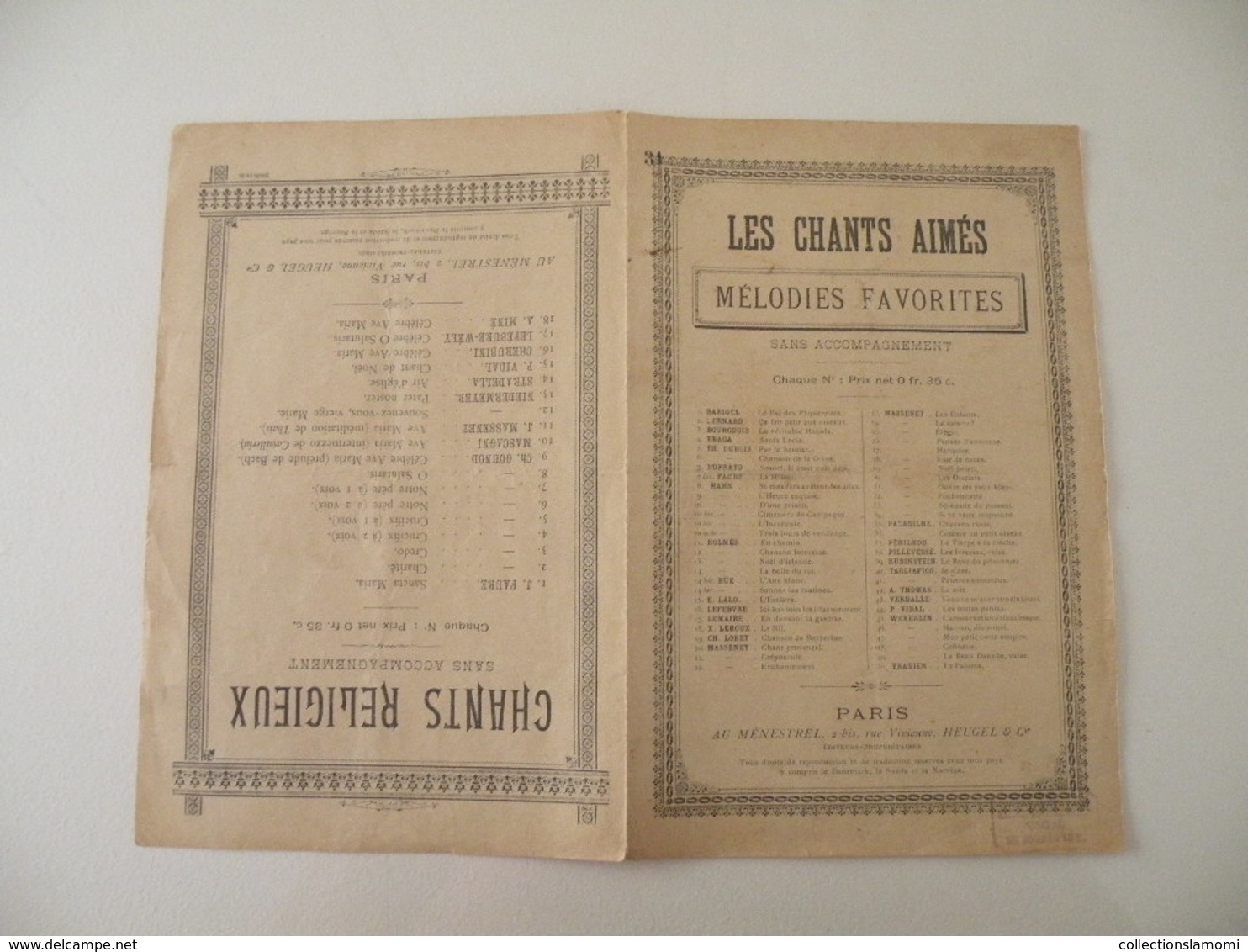 Ouvre Tes Yeux Bleus (Poésie Paul Robiquet) - Musique Et Paroles (Partition) J. Massenet - Chansonniers