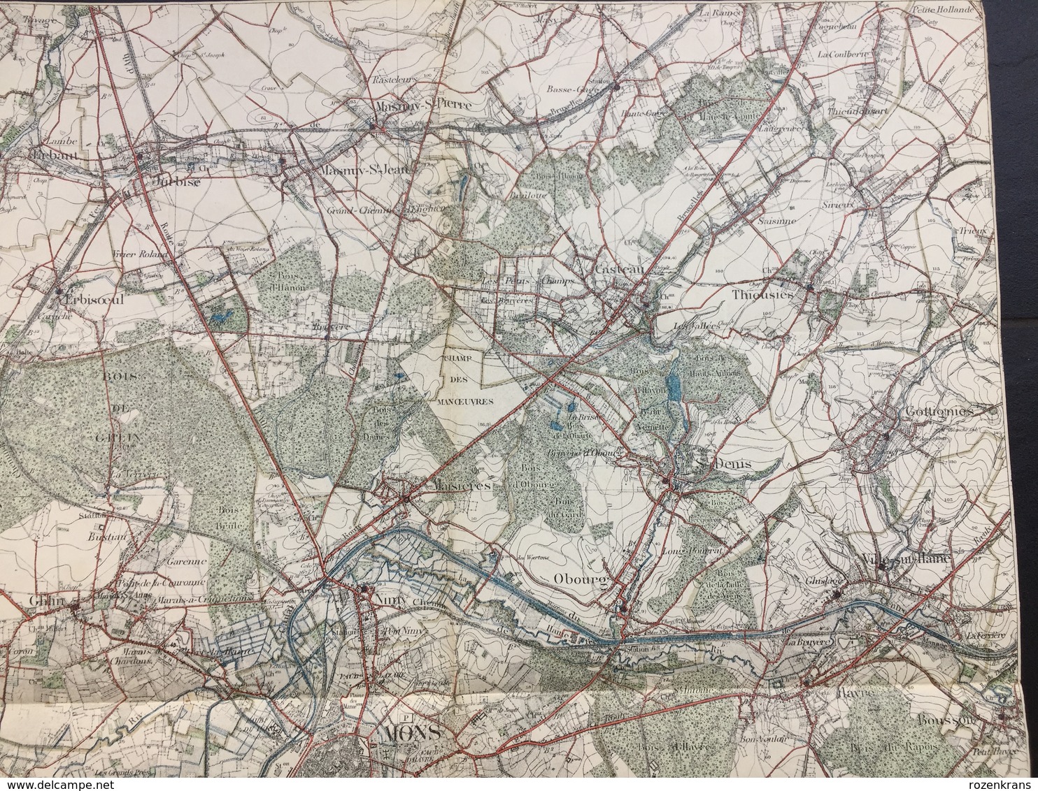 Carte Topographique Militaire STAFKAART Mons Borinage Hornu Dour Terte Baudour Belouil Quievrain Quaregnon Obourg