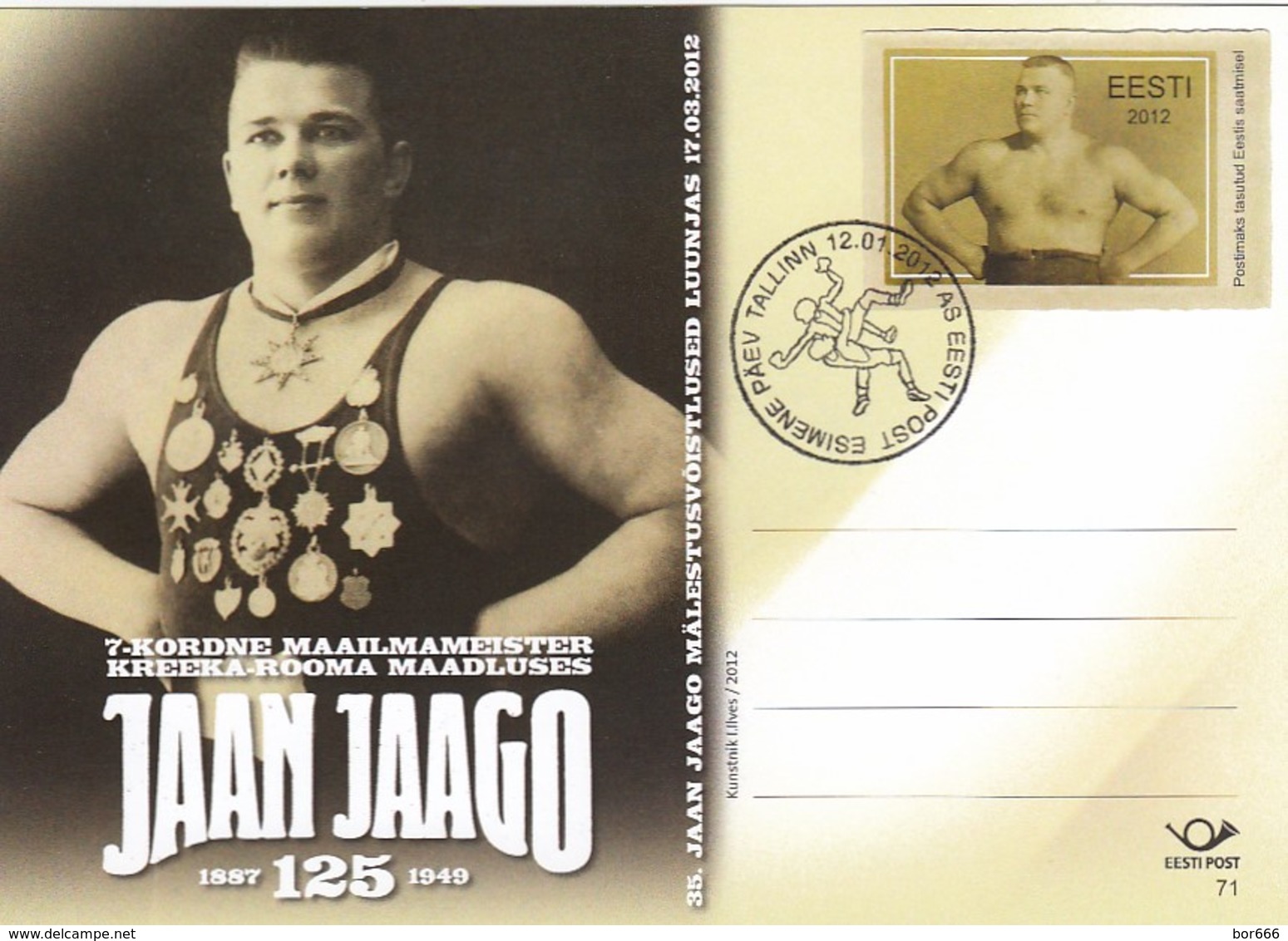 GOOD ESTONIA Postal Stationery 2012 - Wrestler Jaan Jaago - Estonia