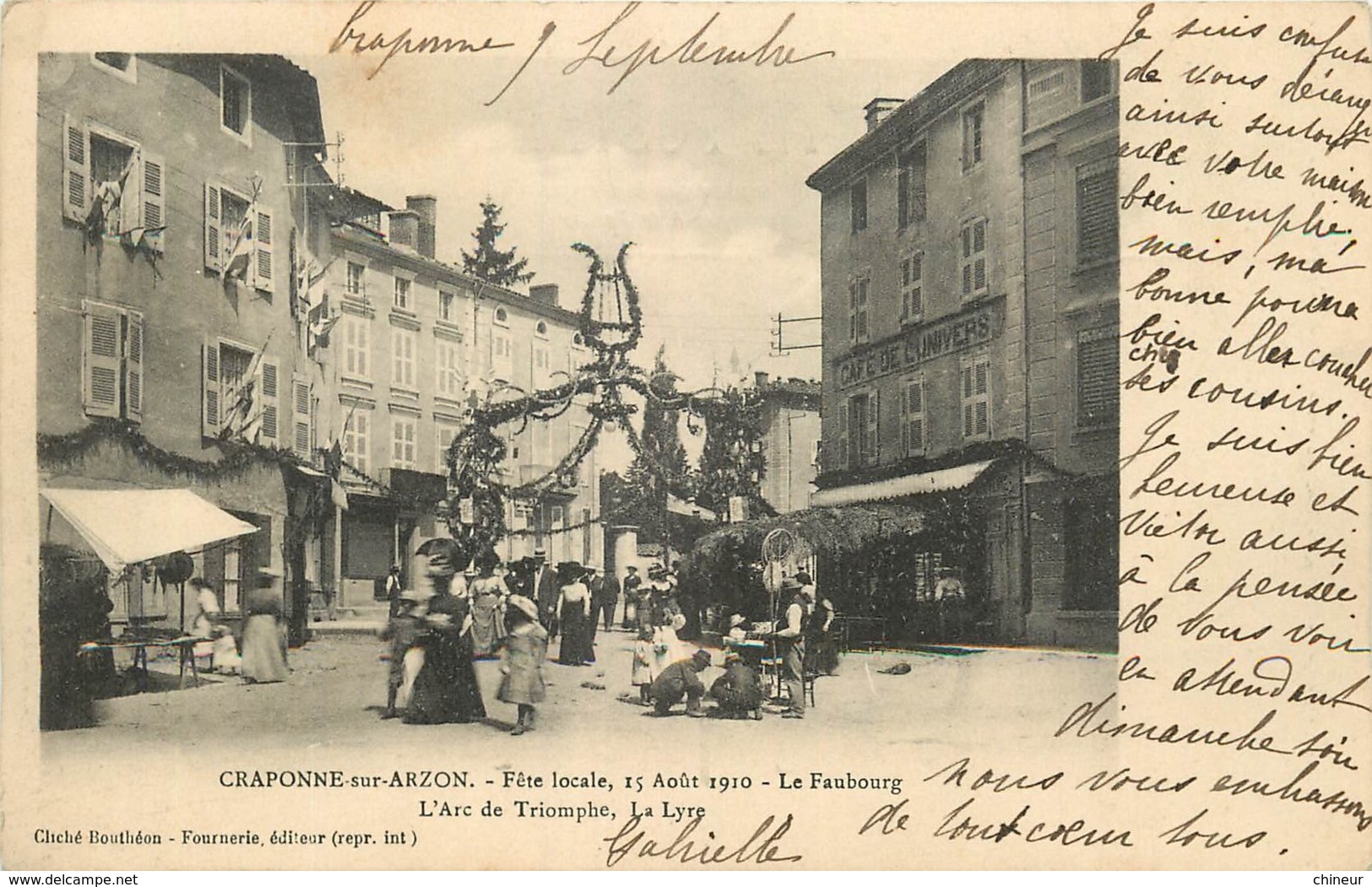 CRAPONNE SUR ARZON FETE LOCALE LE FAUBOURG ARC DE TRIOMPHE LA LYRE - Craponne Sur Arzon